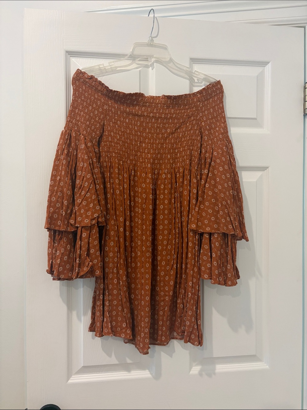 ILLA ILLA Rust Orange Off-Shoulder Mini Dress